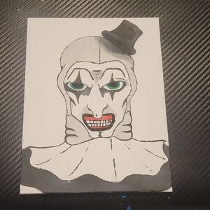 Abstract Clown Canvas Art in Black and White